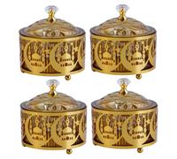 Hintyne 4Pcs Serving Tray with Lid, Metal Ramadan Serving Tray, Eid Decorations for Home Food Desserts Jewelry Cosmetics