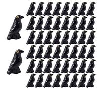 Hintyne 50Pcs Black Crows, 0.6x1 Realstic Crow Mini Resin Figures, Mysterious Halloween Mini Resin Animals For Halloween Party Decor Figures