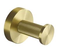 Hintyne Brass Coat Hooks 2x2x2 Inch Knurled Gold Wall Hooks Easy Installation Brushed Brass Bathroom Accessories for Home Hotel Toilet Bathrobe