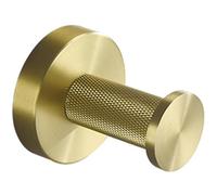 Hintyne Brass Coat Hooks, Gold Brushed, 2x2x2 Inch, Knurled, Easy Installation, Multi-Purpose, Modern Style, Wall Mount, Rust-Resistant, Easy Care, Perfect for Bathroom, Bedroom, Entryway, Hotel