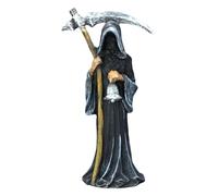 Hintyne Grim Reaper Statue 3.5x6.7 Inch Resin Scary Santa Muerte Statue, Standing Religious Figurine for Indoor Outdoor Halloween Decorations