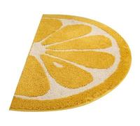 Hintyne Lemon Rug Half Round 16x24 Inch Golden Lemon Kitchen Mat Water Absorbent Polyester Bath Mat Non-Slip Machine Washable Doormat