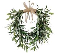 Hintyne Olive Wreaths for Front Door, 20 Inch Green Olive Branch Wreath with Bowknot, Portable Greenery Graland