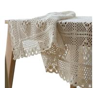 Hintyne Rectangle Tablecloth Vintage Cotton Table Cloth, Macrame Lace Doilies Vintage Rectangle Tablecloths, Stitching Beige Multi-size Odorless Rectangular 55x55 Inch
