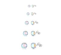 Hinvan 5 Pairs 925 Sterling Silver Earrings Hypoallergenic Cubic Zirconia Silver Stud Earrings Set Sterling Silver Studs Earrings Round Sleeper Earrings Silver Earrings for Women Girls 3 4 5 6 7mm