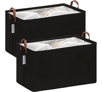 Hinwo 70L Extra Large Storage Bins, 2-Pack Closet Organizers and Storage, Foldable Clothes Storage Baskets with Handles, Containers for Clothing, Blanket, Comforters, Toys, Bedding (Black)