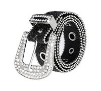 HinyBoeh Western-Rhinestone-Belts for Womens/Mens Sparkly-Bling-Belt Cowgirl-Cowboy-Country Belts for Unisex 26-37''Waist, Shinkly Black, for 26-37''waist