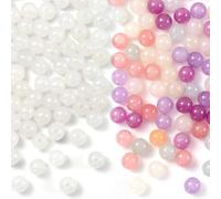 HINZIC 100pcs Cat Eye Glass Seed Beads, 8mm Round Crystal Loose Beads for Crafts, Small Colorful Cat Eye Loose Spacer Decorative Charms for Necklace Bracelet Earrings