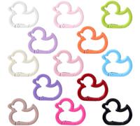 HINZIC 13pcs Duckling-Shaped Keychains, Zinc Alloy Spring Key Ring, Snap Key Chain Clasps for Jewelry Making- 13 Colors