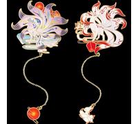 HINZIC 2 PCS Anime Bookmarks Cute Metal Funny Unique Kitsune Bookmark Teacher Appreciation Cool Gifts Bookmarks Book Tracker for Women Book Lovers Mother's Day Christmas New Year Birthday Gift