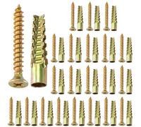 HINZIC 22 Sets Steel Wall Anchor with Screws(#5×1-4/7), Loose Hinge Hole Repair Kit, Metal Anchor Heavy Duty Steel Stripped Steel Wall Anchor for Hollow-Wall Wooden Concrete Wall(7x33mm)