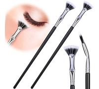 HINZIC 2pcs Folding Angle Scalloped Lash Brush, Mascara Fan Brush with Soft Bristles, Eyelash Comb Separator, Multifunctional Makeup Tool for Upper Lower Eye Lash