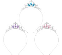 HINZIC 3 Pack Glitter Rhinestone Crown for Women, Non-Slip Adjustable Tiara Hair Bands, Sparkling Crystal Headbands Bridal Hair Accessories for Wedding Birthday Party Prom- Blue & Pink & Purple