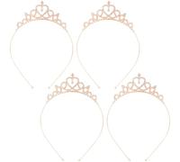 HINZIC 4 Pack Glitter Rhinestone Headbands for Women, Non-Slip Heart Style Tiara Hair Bands, Sparkling Crystal Headbands Bridal Hair Accessories for Wedding Birthday Party Prom- Gold