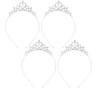 HINZIC 4 Pack Glitter Rhinestone headbands for Women, Non-Slip Heart Style Tiara Hair Bands, Sparkling Crystal Headbands Bridal Hair Accessories for Wedding Birthday Party Prom- Silver