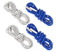 HINZIC 4pcs Rhinestone Glitter Shoelaces, 47" Shiny Bling Round Hoodie Drawstrings, Crystal Rope Shoelaces for Women Sneakers, Sparkly Replacement Shoe String Cords Sweatpants, Handbags - White, Blue