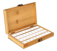 HINZIC Bamboo Watercolor Paint Palette 36 Empty Half Pans Wooden Travel Box Case for Acrylic Gouache Painting Amateur Hobbyists Painting Artists Lovers Homecoming