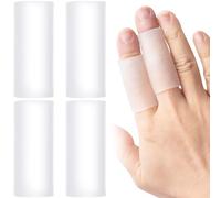 HINZIC Gel Finger Sleeves, Silicone Finger Support Protector, Elastic Finger Cushion Cover for Trigger Finger, Arthritis, Fingertip Cracks Clear 4 Pack