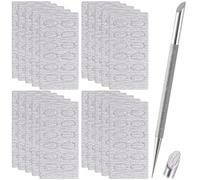 HINZIC Stainless Steel Nail Cuticle Pusher Tools Dual Ended Cuticle Remover Self-Adhesive 240 Grit Sandpaper Sheets Nail Care Replacement for Women Girls