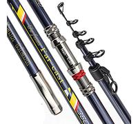 HIOD Carbon Fiber Telescopic Fishing Rod Pole 3.6-5.4m Spinning Rod with Movable Wheel Base Suitable for Long Shot Black,4.5M