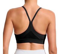 Hioffer Mid Impact Molded Cup Cross Back Sports Bras for Women Shock Absorber Support Padded Backless Tank Top Bra Yoga Gym Black