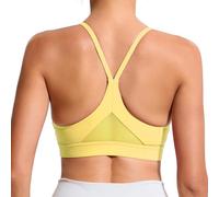 Hioffer Mid Impact Molded Cup Cross Back Sports Bras for Women Shock Absorber Support Padded Backless Tank Top Bra Yoga Gym Yellow