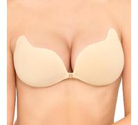 Hioffer Women's Strapless Stick on Bra - Sticky Push Up Invisible Bras for Large Breasts Reusable & Breathable Adhesive Bra for Backless Dresses, Wedding, Party Beige