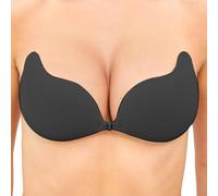 Hioffer Women's Strapless Stick on Bra - Sticky Push Up Invisible Bras for Large Breasts Reusable & Breathable Adhesive Bra for Backless Dresses, Wedding, Party Black