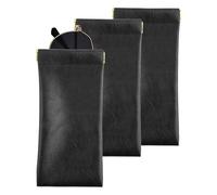 Hioip 3 Pack Soft Eyeglass Case, PU Leather Sunglasses Pouch Squeeze Top Portable Slim Glasses Cases Waterproof Antiscratch Eyeglasses Organizer Bags for Kids Women and Men (Black)