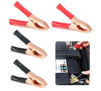 Hioip 4 Pcs Crocodile Clips for Car Battery Charger, 70mm Battery Clamps Heavy Duty Pure Copper 30A Crocodile Clamps Car Battery Alligator Clips Insulated Jump Lead Clamps for Car Auto (Red/Black)