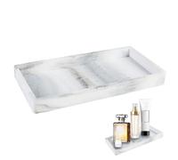 Hioip Silicone Vanity Tray Organiser, 10x20cm, White, Rectangular, Resin, 100% Resin, Glam, Textured Finish, Toiletries & Decorative Items Organizer