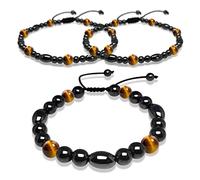 Hion 2 Pack Anklet Bracelet Plus 1 Pack Bracelet for Women Triple Protection Hematite Tiger Eye Anklet Bracelets Set