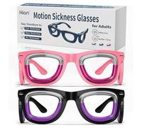 Hion 2 Pairs Adult Anti- Motion Sickness Smart Glasses, Ultra-Light Portable Nausea Relief Liquid Glasses, Carsickness Airsickness Seasickness Glasses, Travel/Cruise Essentials