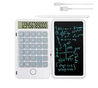 Hion Calculator,12-Digit Large Display Office Desk Calcultors with Erasable Writing Table,Rechargeable Hand held Multi-Function Mute Pocket Desktop Calculator for Basic Financial Home School (White)