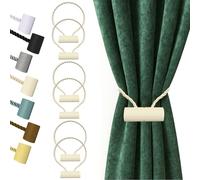 Hion Magnetic Curtain Tiebacks Beige 6 Pack, Curtain Tiebacks Buckles Holdbacks Holders Hooks Clip for Home Bedroom Office Decorative Thick or Thin Curtain