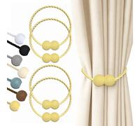 Hion Magnetic Curtain Tiebacks Golden 4 Pack, Curtain Tiebacks Buckles Holdbacks Holders Hooks Clip for Home Bedroom Office Decorative Thick or Thin Curtain