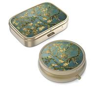 Hion Pill Box with Mirror Retro Small Pill Case for Purse or Pocket Bronze Pill Box or Vitamins, Fish Oil, Supplements, Pill Containe Travel Gifts (2PCS) - 2 Compartments