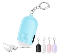 Hion Safe Personal Alarm for Women,Rechargeable 130dB Police Approved Rape Rope Alarm with LED Flashlight Self Defense Keychain,Panic Attack Safety Alarm for Girl Kid Elderly Student(Blue)