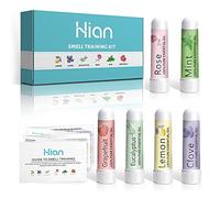 Hion Smell Training Set, Sniffin Sticks, 6 Essential Oils, Odour Training Set Helps Regain Your Sense of Odor, Lemon Mint Rose Grapefruit Spice Clove Eucalyptus Essential Oils
