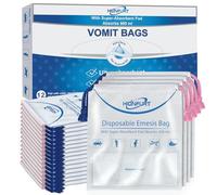 Hionfurt Absorbent Vomit Bag Disposable,12Pcs Emesis Bags-Turns Vomit into Gel,Leak Resistant Barf Bag,900ml Portable Nausea Bags for Travel Motion Sickness,Pregnancy,Kids,Taxi,car