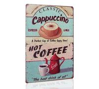 Hioni Classic Cappuccino Hot Coffee Vintage Tin Sign Wall Decoration Metal Door Sign
