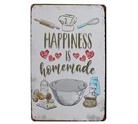 Hioni Funny Saying Happiness is Homemade Vintage Metal Wall Sign Tin Plaque Wall Decoration (Happiness)