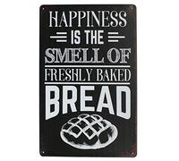 Hioni Happiness is The Smell of Freshly Baked Bread, Metal Tin Sign, Vintage Plaque Home Wall Decor