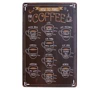 Hioni How To Make Coffee Vintage Metal Wall Sign Tin Plaque Wall Decoration (Coffee)
