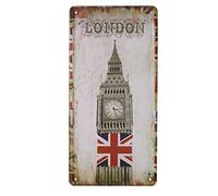 Hioni LONDON Big Ben Metal Tin Sign Vintage Auto Embossed License Plate Art Plaque Wall Decor
