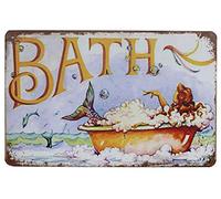 Hioni Mermaid Bath, Metal Tin Sign, Vintage Plaque Wall Decor