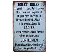 Hioni Toilet Rules Stand Closer, Metal Tin Sign, Vintage Plaque Wall Decor