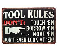 Hioni Tool Rules Vintage Metal Wall Sign Poster Wall Decoration