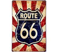 Hioni US Route 66 Road, Metal Tin Sign, Vintage Plaque Wall Decor