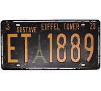 Hioni Vintage Paris Eiffel Tower, Digital License Plates Metal Sign Tin Sign Pub Bar Store